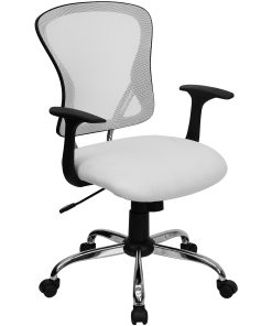 Flash Furniture Mesh Mid-Back Task Chair, White/Black/Chrome 2