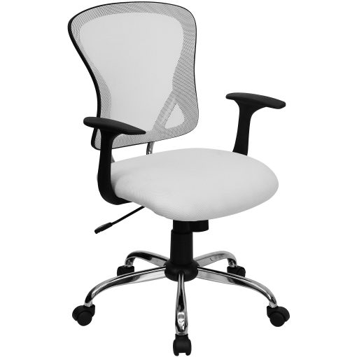 Flash Furniture Mesh Mid-Back Task Chair, White/Black/Chrome - Image 2