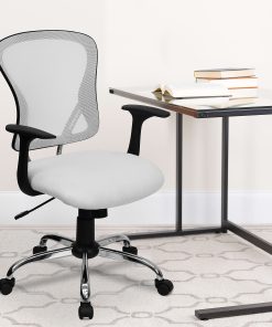 Flash Furniture Mesh Mid-Back Task Chair, White/Black/Chrome