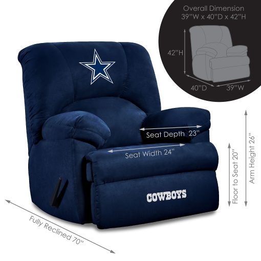 Imperial NFL GM Microfiber Recliner Accent Chair, Dallas Cowboys, Navy - Image 2