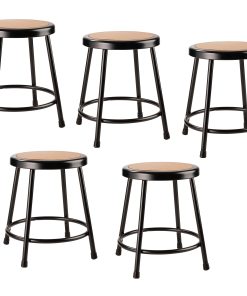 National Public Seating Hardboard Round Stools, Black/Masonite Wood, Pack Of 5 Stools