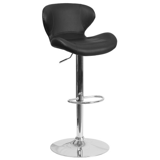 Flash Furniture Contemporary Mid-Back Adjustable Bar Stool, Chrome/Black - Image 2