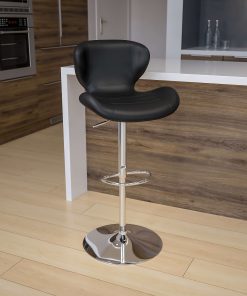 Flash Furniture Contemporary Mid-Back Adjustable Bar Stool, Chrome/Black