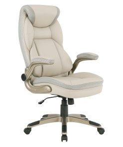 Office Star™ Ergonomic Leather High-Back Executive Office Chair, Taupe/Cocoa 2