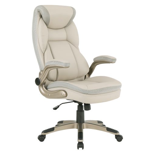 Office Star™ Ergonomic Leather High-Back Executive Office Chair, Taupe/Cocoa - Image 2