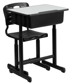 Flash Furniture Adjustable Pedestal Frame Student Desk And Chair, Gray 2