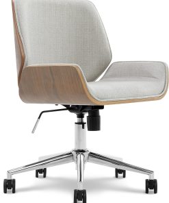Elle Décor Ophelia Bentwood Fabric Mid-Back Task Chair, Gray/Chrome