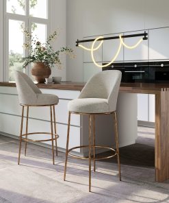 Zuo Nordhavn Swivel Barstool, Beige/Gold 2