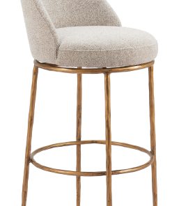 Zuo Nordhavn Swivel Barstool, Beige/Gold