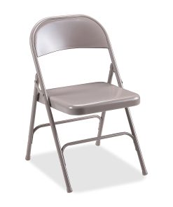 Lorell® U-Brace Steel Folding Chairs, Beige, Pack Of 4