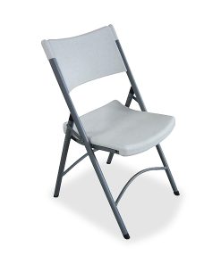 Lorell® Blow Molded Folding Chairs, Platinum, Pack Of 4