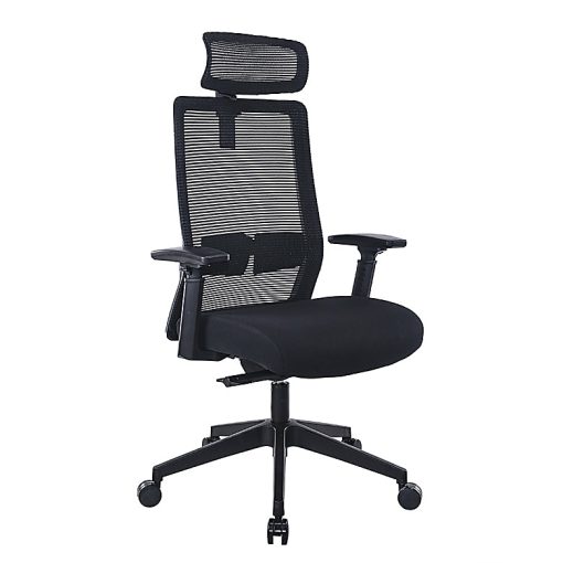Boss Office Products Mesh High-Back Task Chair With Headrest, Black
