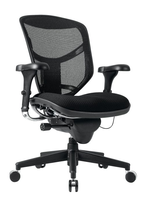 WorkPro® Quantum 9000 Series Ergonomic Mesh/Premium Fabric Mid-Back Office Chair, Black/Black, BIFMA Compliant