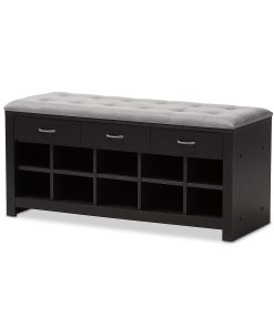Baxton Studio Contemporary Entryway Bench, 20-1/8″H x 41-15/16″W x 15-3/4″D, Espresso Brown 2