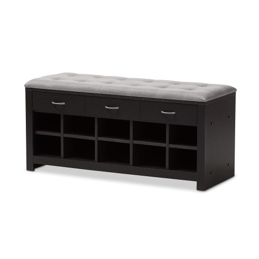 Baxton Studio Contemporary Entryway Bench, 20-1/8"H x 41-15/16"W x 15-3/4"D, Espresso Brown - Image 2