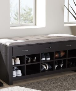 Baxton Studio Contemporary Entryway Bench, 20-1/8"H x 41-15/16"W x 15-3/4"D, Espresso Brown