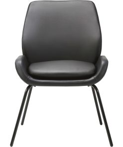 Lorell U-Shaped Seat Guest Chair – Bonded Leather Seat Material – Bonded Leather Back Material – Black – 1 Each 2