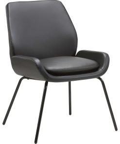 Lorell U-Shaped Seat Guest Chair - Bonded Leather Seat Material - Bonded Leather Back Material - Black - 1 Each