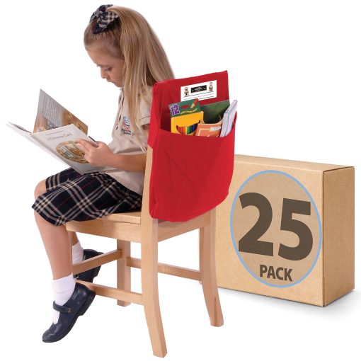 Victor Seat Sack® Chair Cover Classroom Pack, 19" x 1/2", Red, Pack Of 25 Covers - Image 2