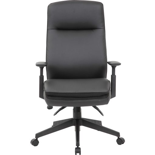 Lorell Soft High-back Executive Office Chair - Black Seat Color - Vinyl Seat Material - Black Back Color - 03206 - Image 2