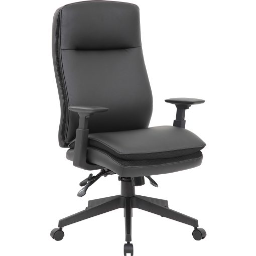 Lorell Soft High-back Executive Office Chair - Black Seat Color - Vinyl Seat Material - Black Back Color - 03206