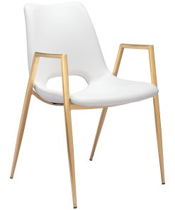 ZUO Desi Dining Chairs, White/Gold, Set Of 2 Chairs 2