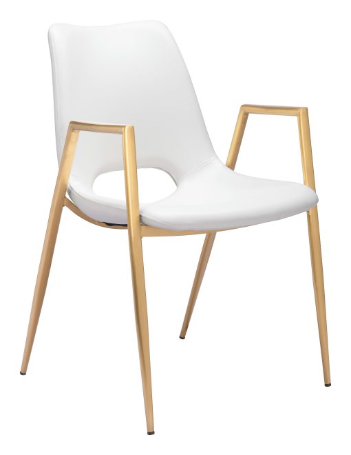 ZUO Desi Dining Chairs, White/Gold, Set Of 2 Chairs - Image 2