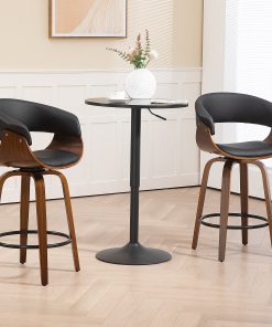 Glamour Home Beale Faux Leather Counter Height Stool With Back, Black 2