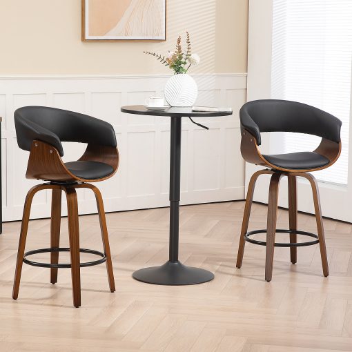Glamour Home Beale Faux Leather Counter Height Stool With Back, Black - Image 2