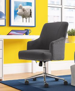 Serta® Leighton Home Mid-Back Office Chair, Twill Fabric, Graphite/Chrome