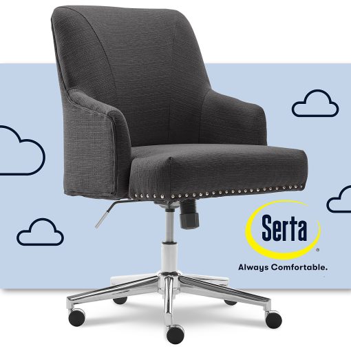 Serta® Leighton Home Mid-Back Office Chair, Twill Fabric, Graphite/Chrome - Image 2