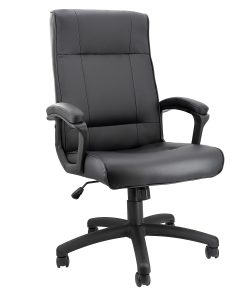 Elama Faux Leather High-Back Adjustable Office Chair, Black