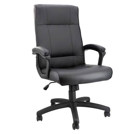 Elama Faux Leather High-Back Adjustable Office Chair, Black