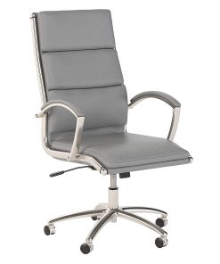 Bush Business Furniture Modelo Bonded Leather High-Back Office Chair, Light Gray, Standard Delivery