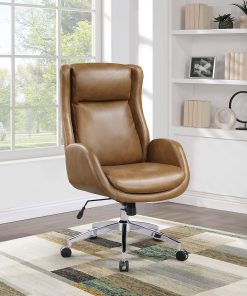Office Star Blanchard Office Chair Ergonomic Faux Leather Mid-Back Task Chair, Nutmeg 2