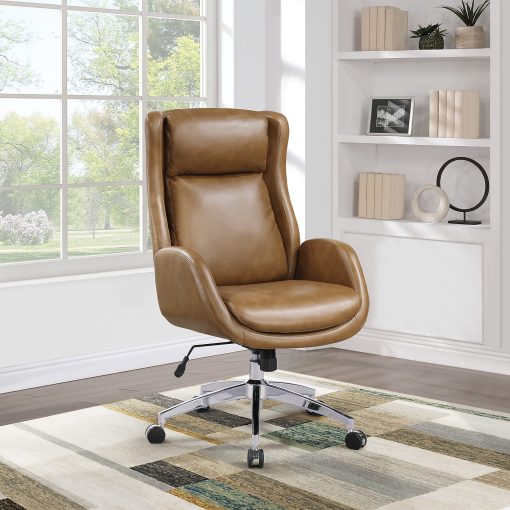 Office Star Blanchard Office Chair Ergonomic Faux Leather Mid-Back Task Chair, Nutmeg - Image 2