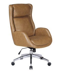 Office Star Blanchard Office Chair Ergonomic Faux Leather Mid-Back Task Chair, Nutmeg