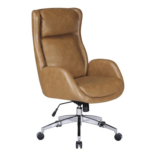 Office Star Blanchard Office Chair Ergonomic Faux Leather Mid-Back Task Chair, Nutmeg