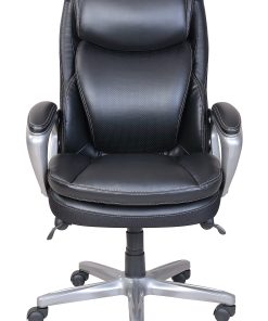 Serta® Smart Layers™ Arlington AIR™ Bonded Leather High-Back Executive Office Chair, Black/Silver 2
