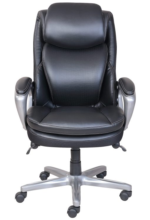 Serta® Smart Layers™ Arlington AIR™ Bonded Leather High-Back Executive Office Chair, Black/Silver - Image 2
