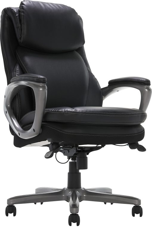 Serta® Smart Layers™ Arlington AIR™ Bonded Leather High-Back Executive Office Chair, Black/Silver
