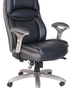 Serta® Smart Layers™ Jennings Big & Tall Ergonomic Bonded Leather High-Back Executive Office Chair, Black/Slate