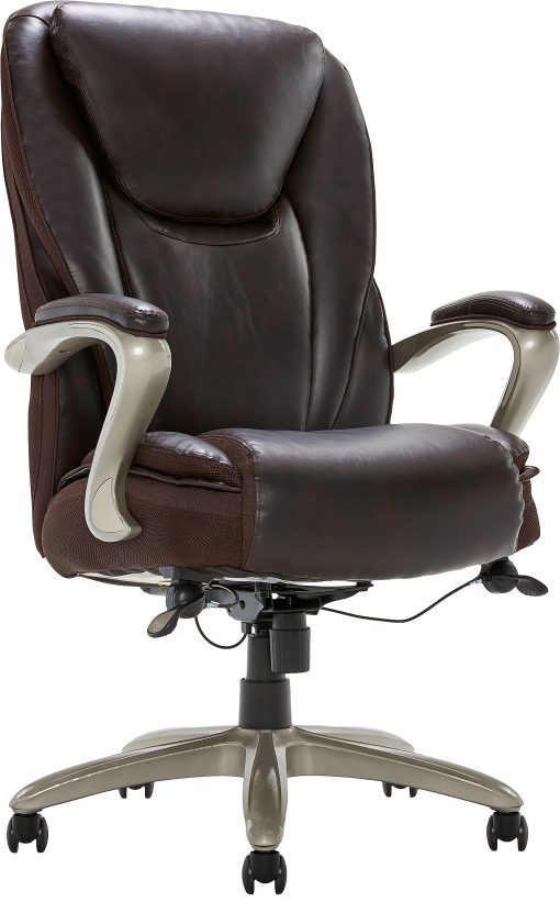 Serta® Smart Layers™ Hensley Big & Tall Ergonomic Bonded Leather High-Back Office Chair, Roasted Chestnut/Satin Nickel