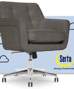 Serta® Ashland Home Bonded Leather Mid-Back Office Chair, Gray/Chrome 2