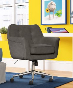 Serta® Ashland Home Bonded Leather Mid-Back Office Chair, Gray/Chrome