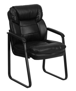 Flash Furniture LeatherSoft™ Faux Leather Sled-Base Side Chair, Black 2