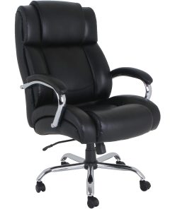 Lorell® UltraCoil Comfort Big & Tall Bonded Leather Chair, Black