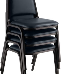 National Public Seating 9100 Series Vinyl Upholstered Banquet Stack Chairs, Midnight Blue/Black, Pack Of 4 Chairs 2