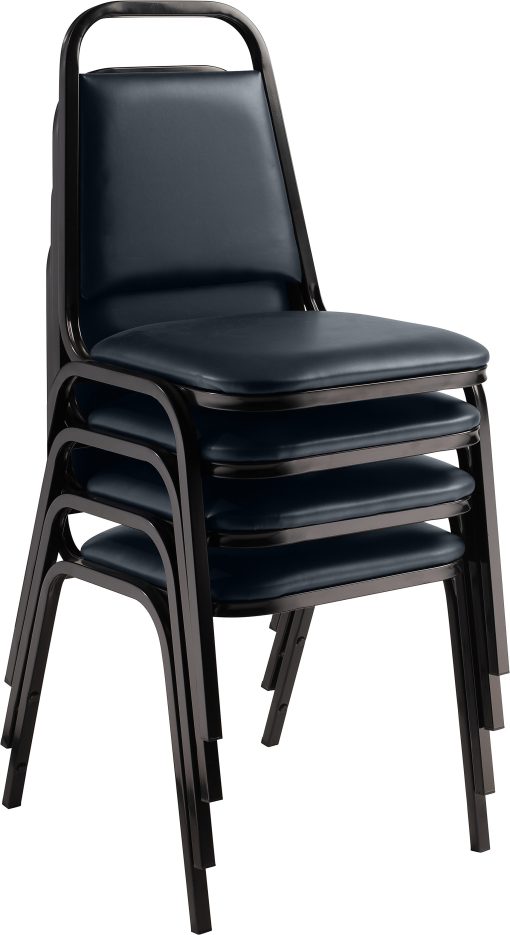 National Public Seating 9100 Series Vinyl Upholstered Banquet Stack Chairs, Midnight Blue/Black, Pack Of 4 Chairs - Image 2