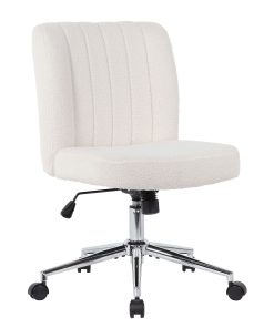 Boss Office Products Boucle Fabric Mid-Back Task Chair, Cream